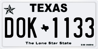 TX license plate DOK1133