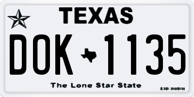 TX license plate DOK1135