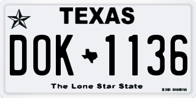 TX license plate DOK1136
