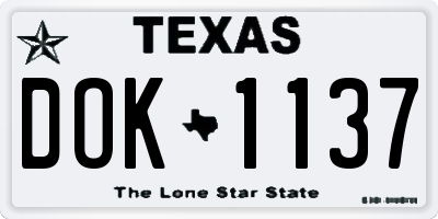 TX license plate DOK1137