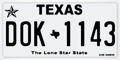 TX license plate DOK1143