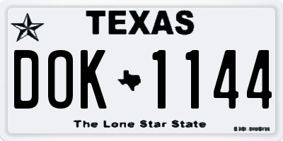 TX license plate DOK1144