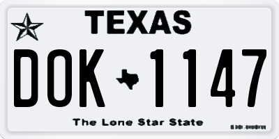 TX license plate DOK1147