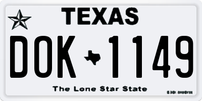 TX license plate DOK1149