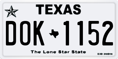 TX license plate DOK1152