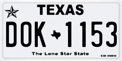 TX license plate DOK1153