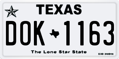 TX license plate DOK1163