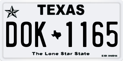 TX license plate DOK1165
