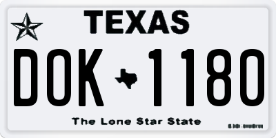 TX license plate DOK1180