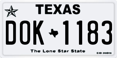 TX license plate DOK1183