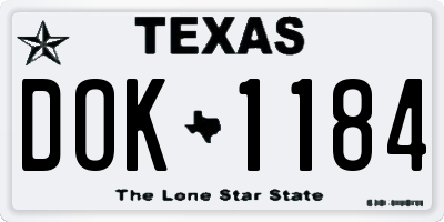 TX license plate DOK1184