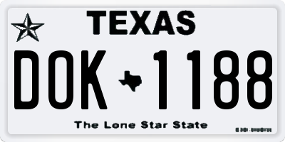 TX license plate DOK1188