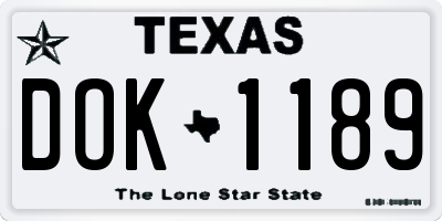 TX license plate DOK1189