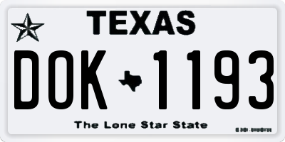 TX license plate DOK1193