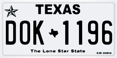TX license plate DOK1196