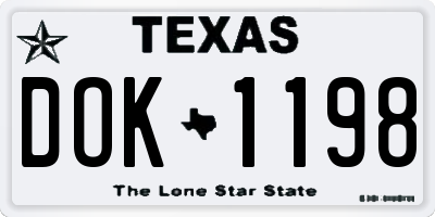 TX license plate DOK1198