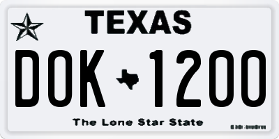 TX license plate DOK1200