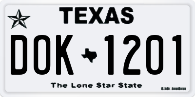 TX license plate DOK1201
