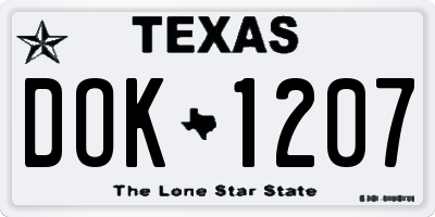 TX license plate DOK1207