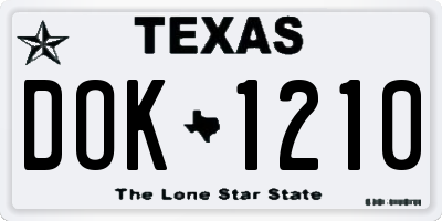 TX license plate DOK1210