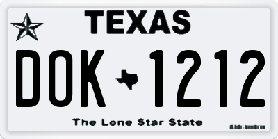 TX license plate DOK1212