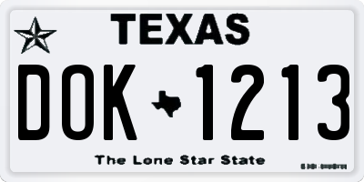 TX license plate DOK1213