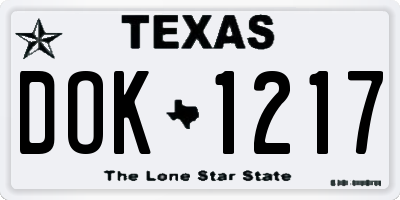 TX license plate DOK1217