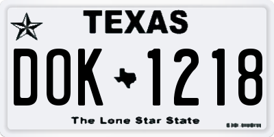 TX license plate DOK1218