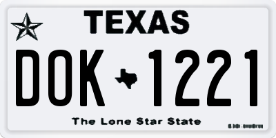 TX license plate DOK1221