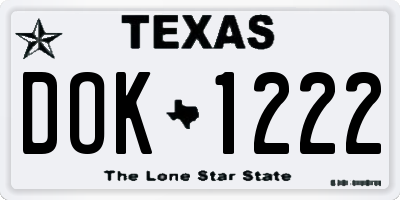 TX license plate DOK1222