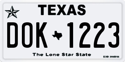 TX license plate DOK1223