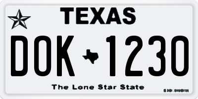 TX license plate DOK1230