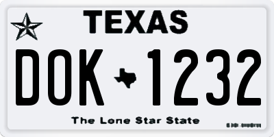 TX license plate DOK1232