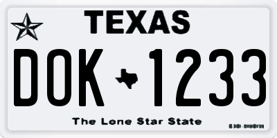 TX license plate DOK1233