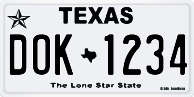 TX license plate DOK1234