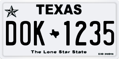 TX license plate DOK1235