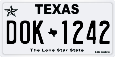 TX license plate DOK1242