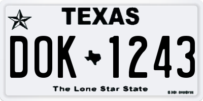 TX license plate DOK1243