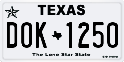 TX license plate DOK1250