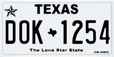 TX license plate DOK1254