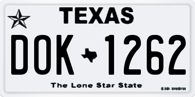 TX license plate DOK1262