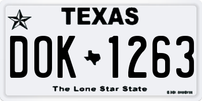 TX license plate DOK1263