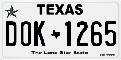 TX license plate DOK1265