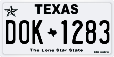 TX license plate DOK1283