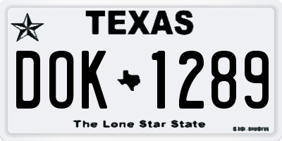 TX license plate DOK1289
