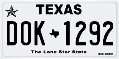 TX license plate DOK1292