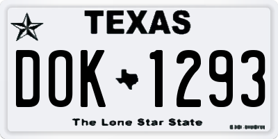 TX license plate DOK1293