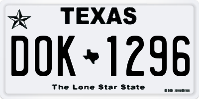 TX license plate DOK1296