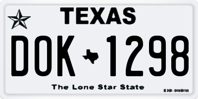 TX license plate DOK1298