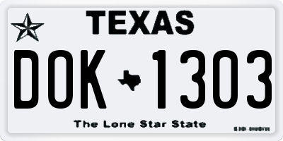 TX license plate DOK1303